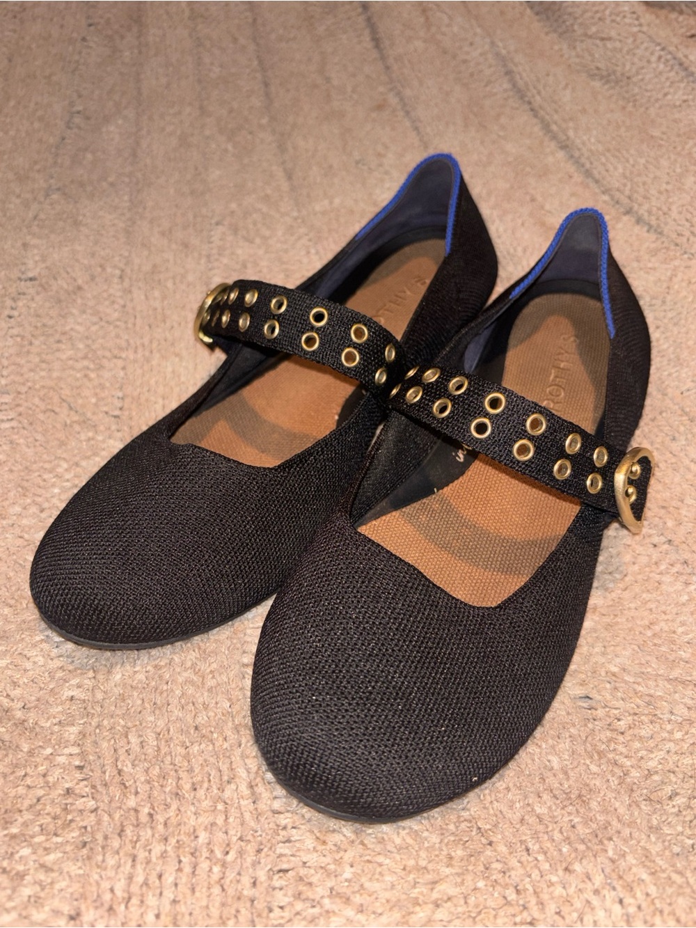 Rothy’s In Love Mary Jane Flats Black Grommet Strap Women’s 9.5 US
